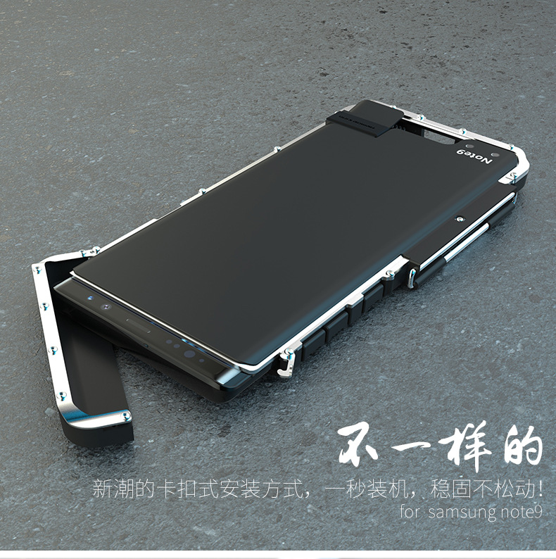 Armor King Iron Man Luxury Shockproof Stainless Steel Aluminum Metal Flip Case Cover for Samsung Galaxy Note 9