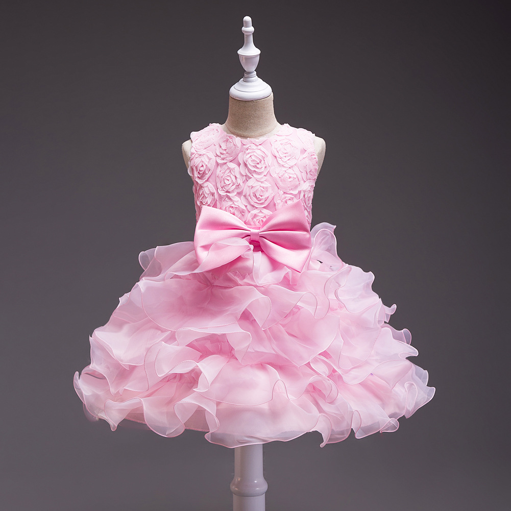 Girls Dress Princess Flower Tutu Flower Girl Bow Wedding Net Skirt display picture 12