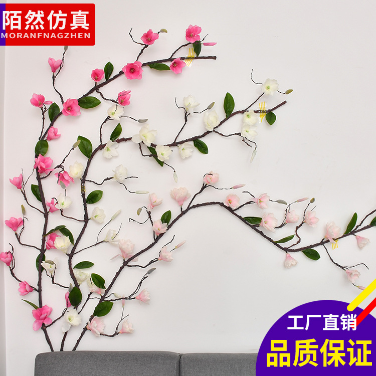 厂家批发 仿真装饰藤蔓玉兰花藤 藤条装饰塑料花管道装饰|ru