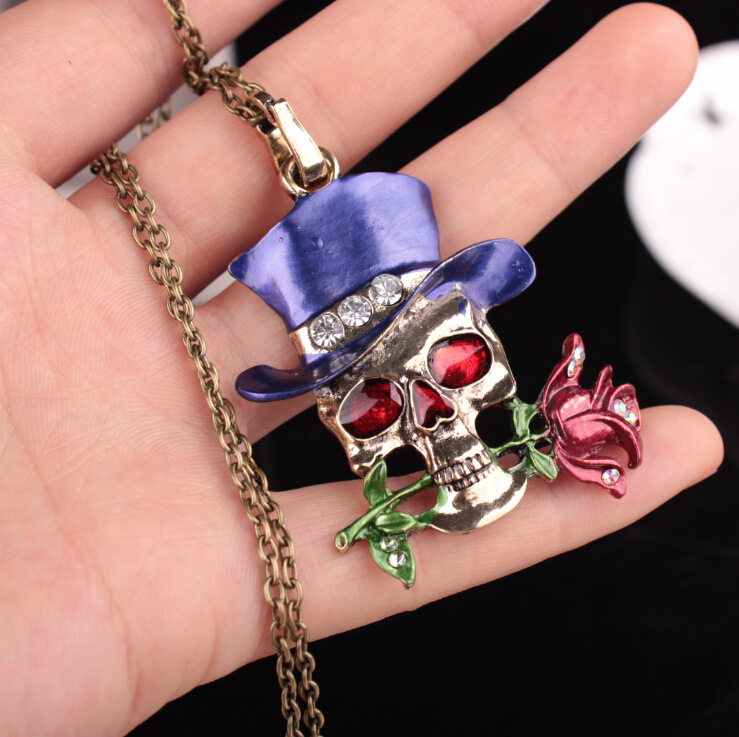 Punk Skull Alloy Women's Men's Pendant Necklace display picture 3