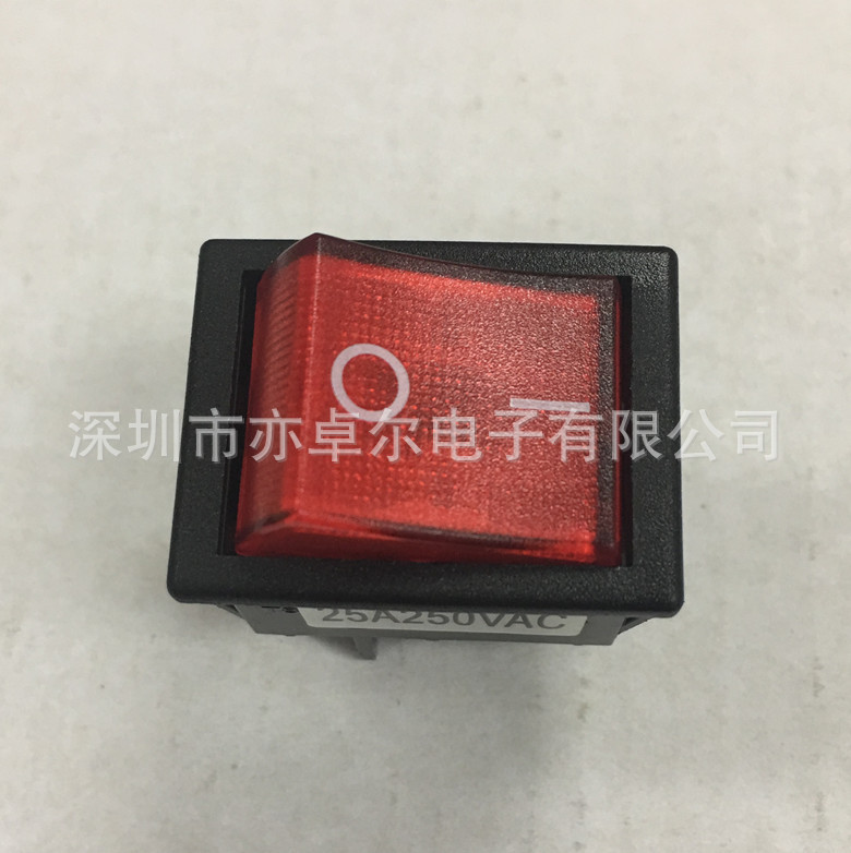 台湾HONGJU原装船型开关R210-C5L-BRBB四脚红灯大电流翘板开关