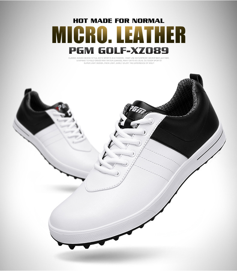 Giày golf nam chống nước không đinh thoáng khí PGM XZ089 — Trắng đen phối sọc, Trắng đen phối chi tiết 8