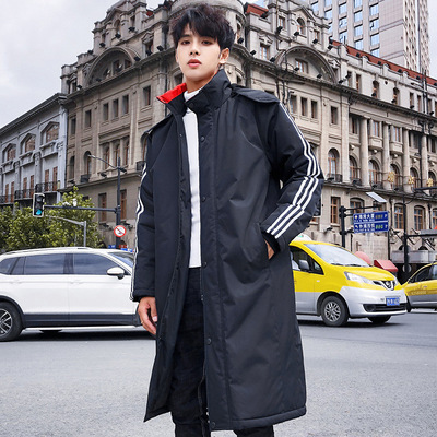 Winter clothes Korean Edition Trend Hooded man Long Thickened paragraph Jacket Windbreaker coat cotton-padded clothes customized