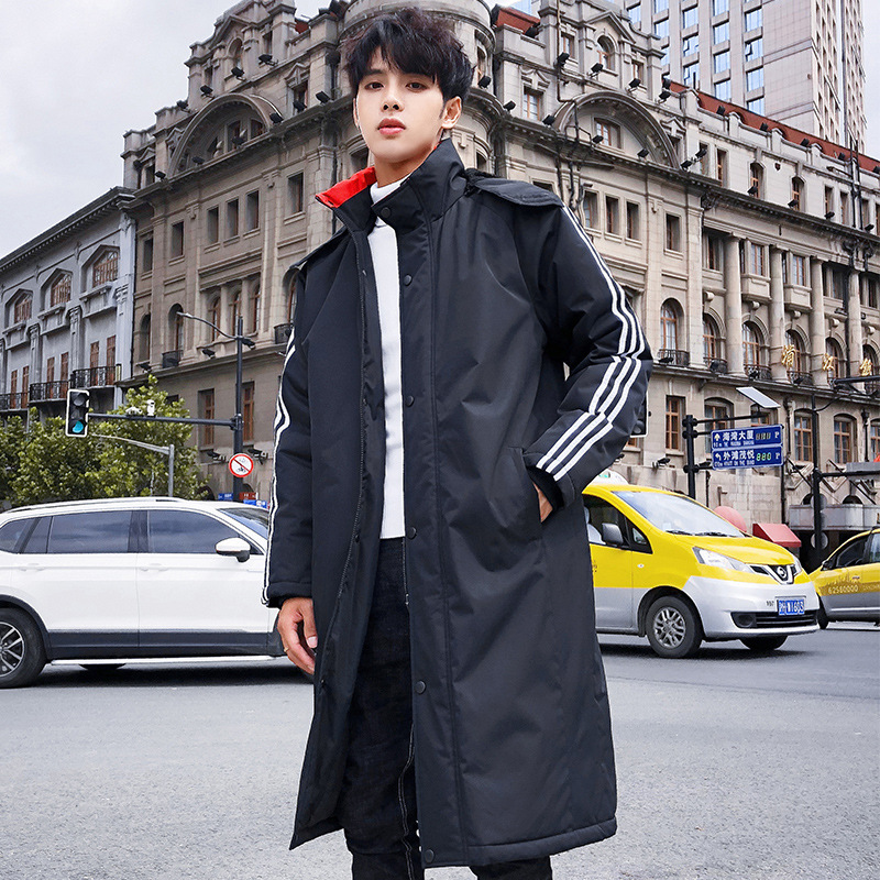 Winter clothes Korean Edition Trend Hooded man Long Thickened paragraph Jacket Windbreaker coat cotton-padded clothes customized