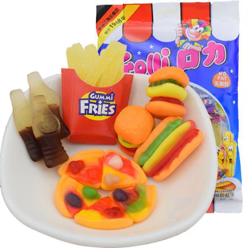 德国Trolli口力橡皮糖午餐袋77g汉堡水果糖QQ糖软糖果休闲零食