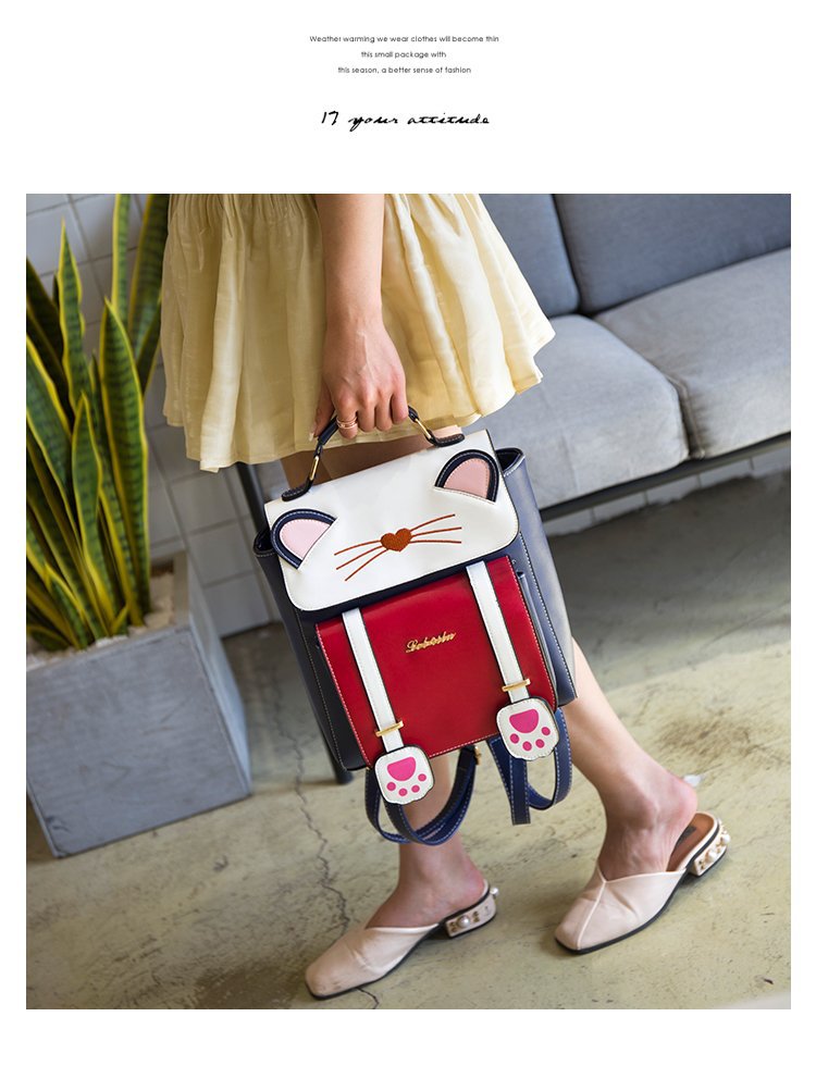Cute Three-dimensional Cat Backpack Cartoon Animal Student Handbag Female Bag display picture 38