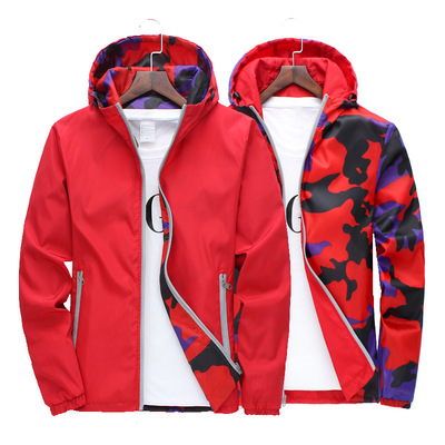 批发新款两面穿春秋户外运动风衣 情侣班服外套 男女夹克定制LOGO