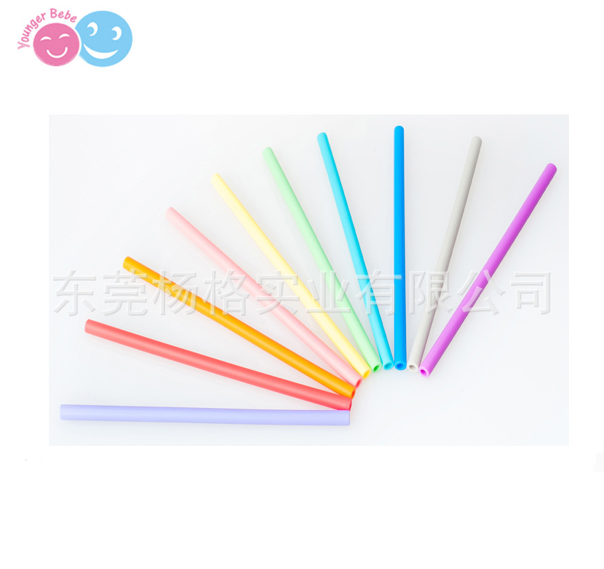 亚马逊热销双单色硅胶吸管奶茶果汁饮料吸管弯管直管咖啡杯吸管