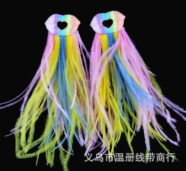 温册羽毛热销12-15cm鸵鸟羽毛布边舞台演出服装饰diy耳环毛毛丝详情图14