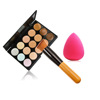 Brush, eyeshadow palette, powder, foundation, makeup primer, tools set