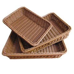 供應仿藤編織籃套五麵包籃加硬款棕色水果籃收納筐