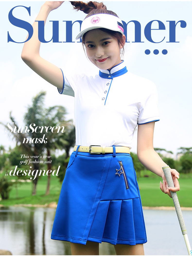 Váy golf nữ xếp ly ngắn mùa hè — QZ038 Màu Đỏ, QZ038 màu xanh lam, QZ038 màu trắng, QZ038 màu xanh hải quân chi tiết 4