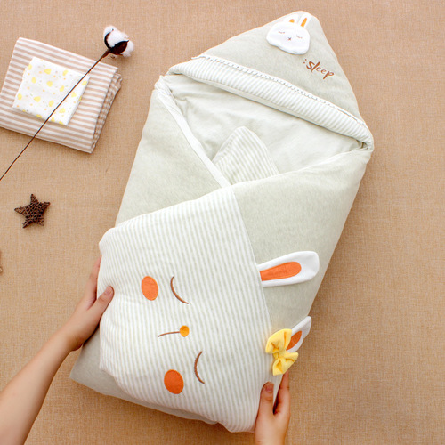 Infant Color Cotton Blanket, Thickened for Autumn/Winter, Detachable Dual-Layer, Thin for Spring/Summer, Newborn Baby Wrapping Supplies, One Piece for Wholesale