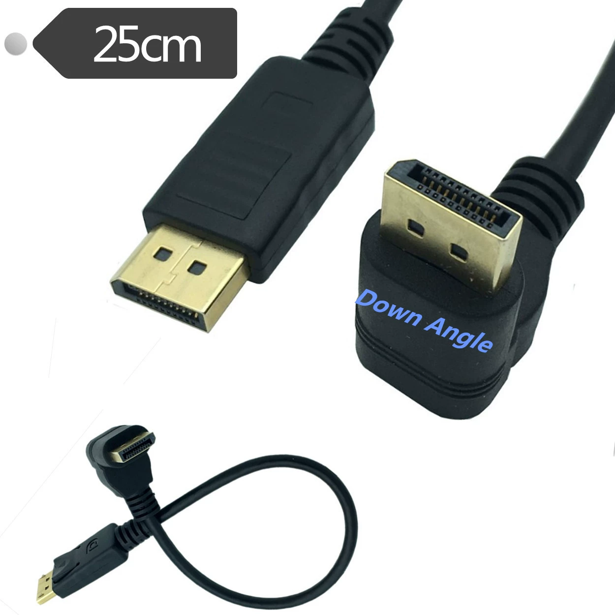 Позолоченный DP кабель под углом 90° вверх/вниз, HD кабель DisplayPort, адаптер DP-to-DP