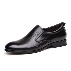 新款推荐高档气质男士商务皮鞋舒适透气男士单鞋纯色套脚休闲皮鞋