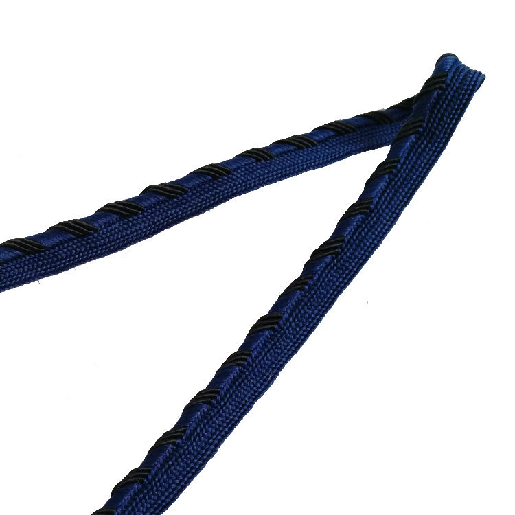 定制黑色丈青色三条包芯线装饰子母带辅料1cm滚边牙子带