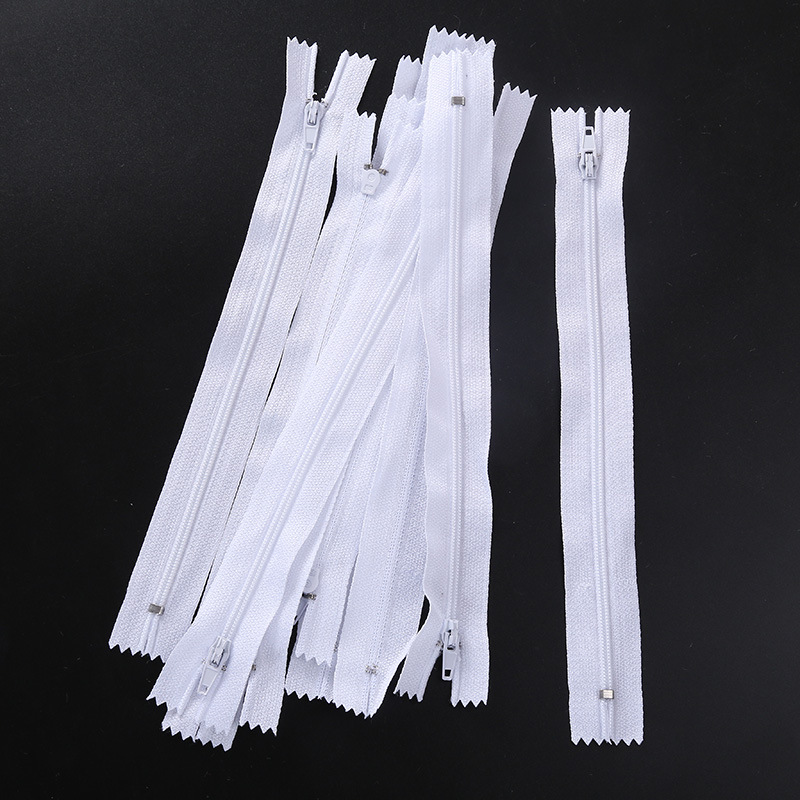 10x 20cm纯色尼龙线圈拉链 颜色->白色