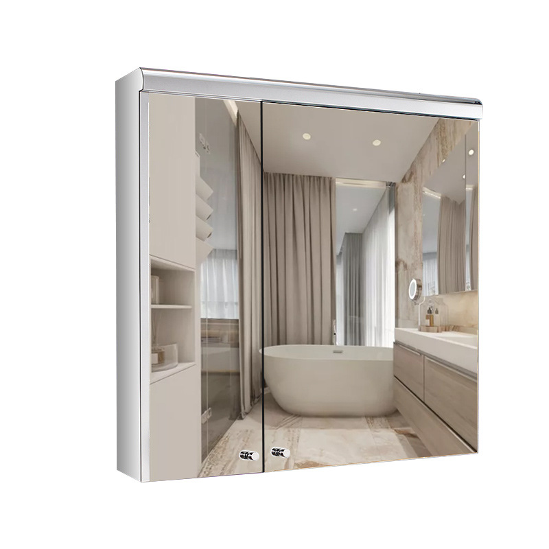 法珀莱批发不锈钢浴室镜柜卫生间挂墙式储物镜箱单门镜子柜厂家|ms