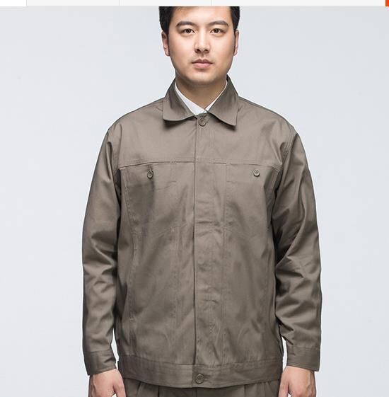 依莱翔工作服套装全棉帆布长袖秋冬装纽扣男女夹克外套工装电焊服