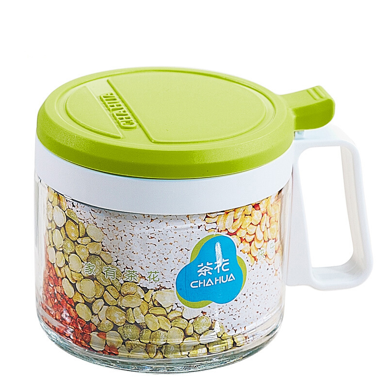 茶花 玻璃调味罐 圆形调味瓶 调料盒 厨房用品450ML 6011