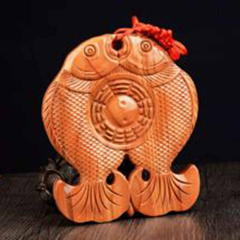 Персик резьба по дереву богатая рыба восемь схем зеркало горизонтальная Подвеска для ванной восемь схем зеркало персиковое дерево поделки украшения кулон