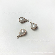 铜包边8*12mm水滴形珍珠本白色单吊双吊吊坠DIY饰品配件