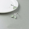 Fresh green fashionable earrings, silver 925 sample, Korean style