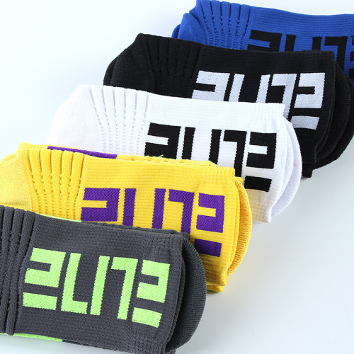  New Men's Elite Basketball Socks with Elite Letter Intermittent Ribbed Thickened Anti-Slip Sports Socks Trendy Socks