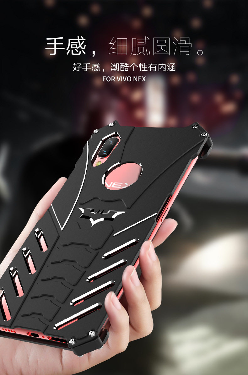 R-Just Batman Shockproof Aluminum Shell Metal Case with Custom Batarang Stent for vivo NEX S & vivo NEX A