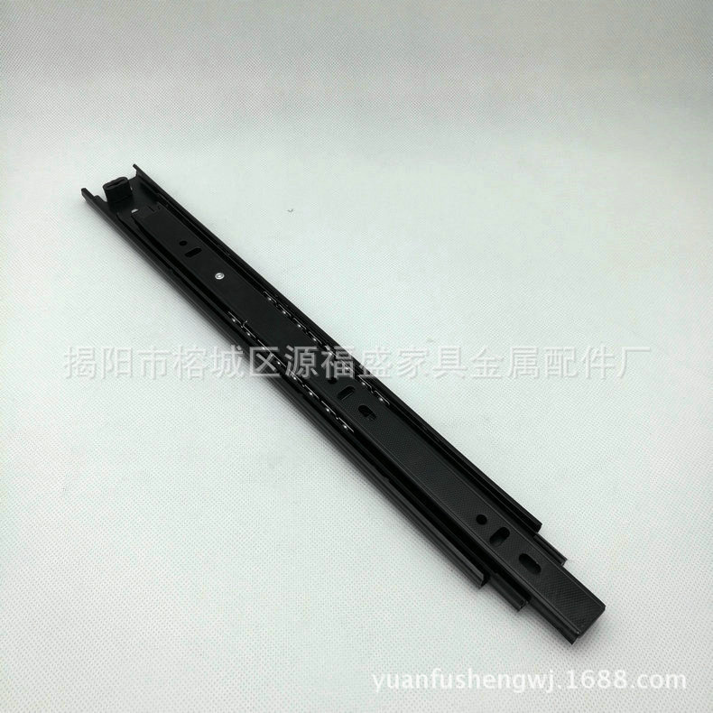 不锈钢三节滑轨 抽屉橱柜衣柜阻尼缓冲滑轨 键盘静音滚珠导轨|ms