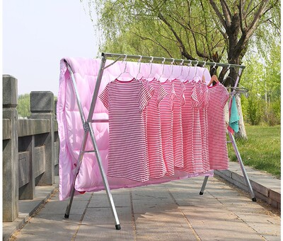 Free installation fold Clothes hanger balcony Floor type thickening indoor Horizontal bar Drying Parallel bars Free Post