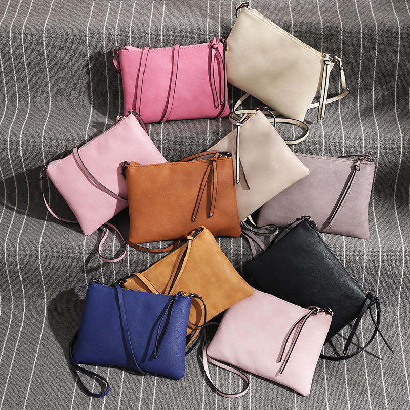 Women's Small Pu Leather Solid Color Basic Zipper Envelope Bag display picture 24