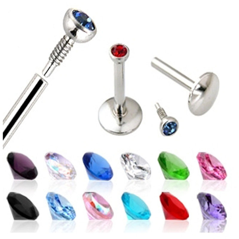 Labret stud lip piercing jewelry styling detail