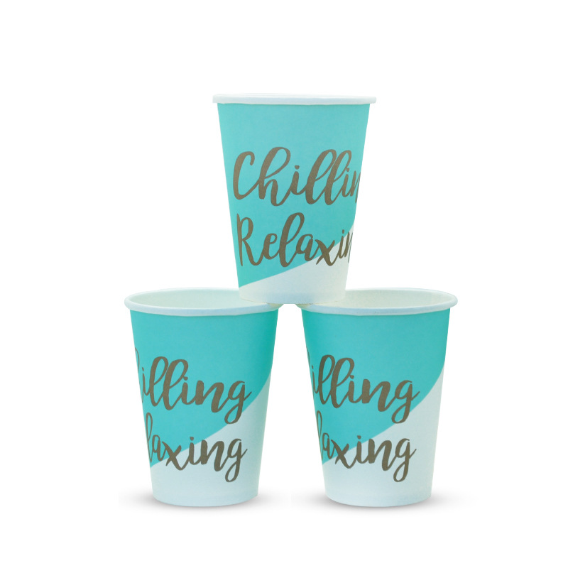 現貨清倉壹次性字母印花紙杯飲料杯成人生日派對聚會裝飾布置杯子