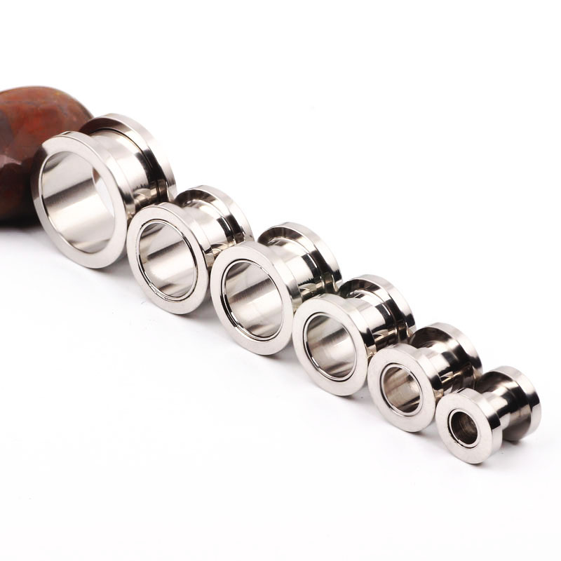 1 Piece Stainless Steel Electroplated Black Silver Color Pulley Ear Piercing Jewelry - Hot-Selling Ear Expander 1.2-25mm detail image 8