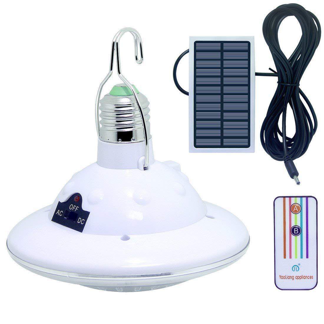 amazon跨境太阳能22led圆形遥控灯野营灯分体泛光灯遥控充电应急