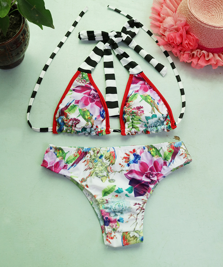 split sling sexy retro flower swimwear NSOY51860