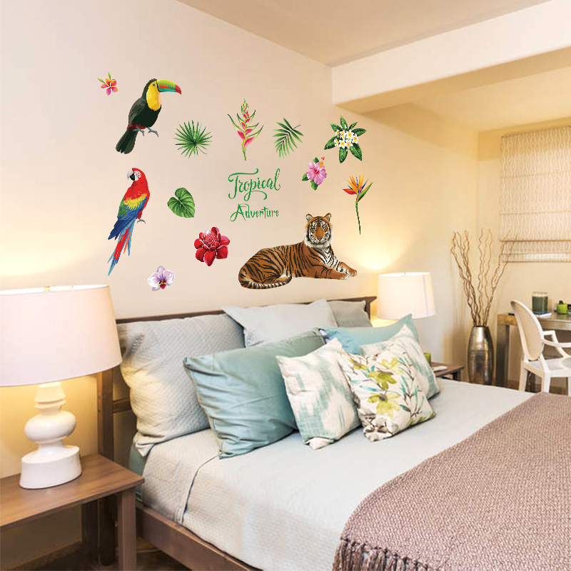 Σκανδιναβικό στυλ τροπικό υπνοδωμάτιο, φουαγιέ, σαλόνι, τραπεζαρία, τηλεόραση, φόντο τοίχου και άλλα διακοσμητικά αυτοκόλλητα SK7172_voghion.com