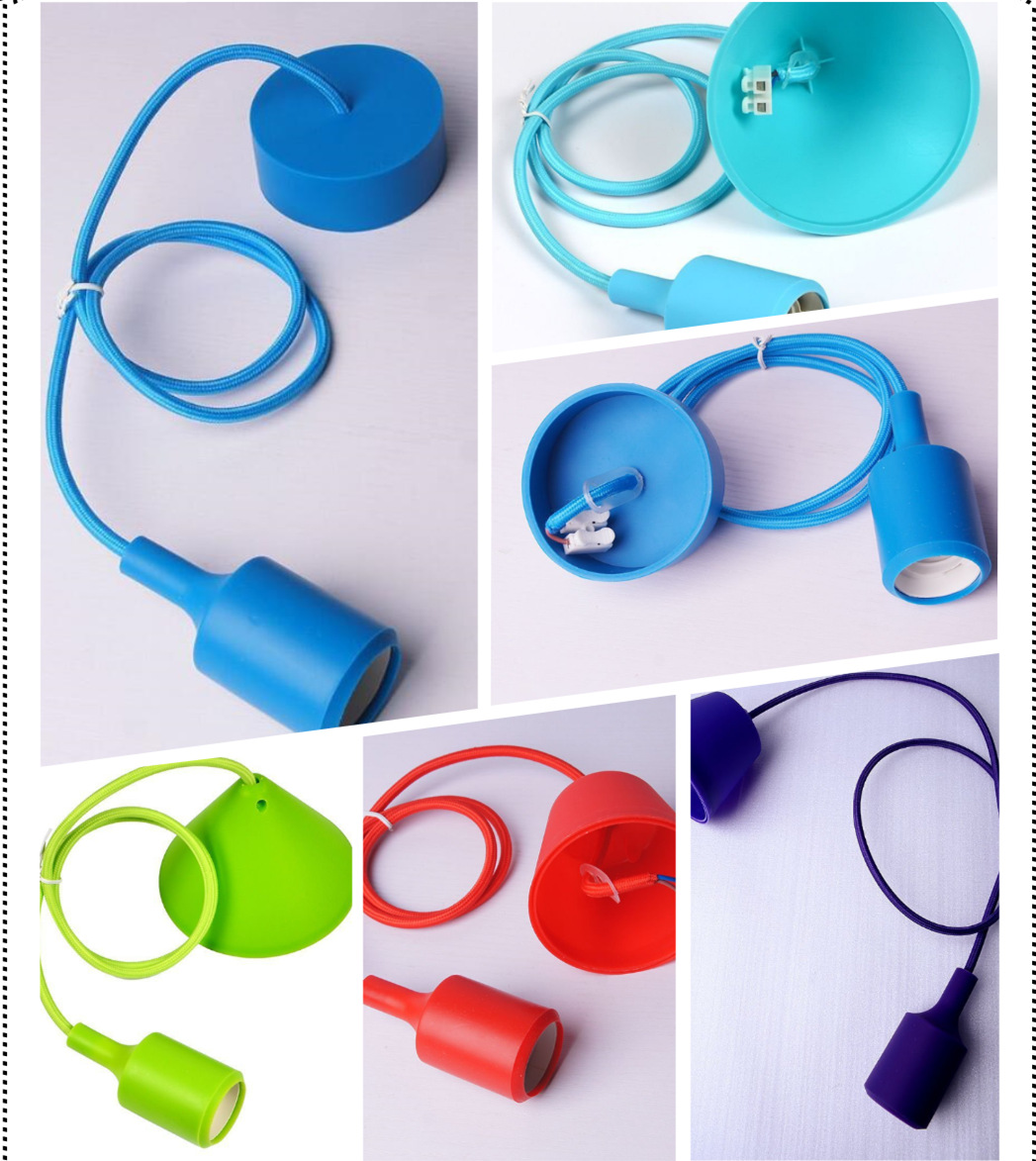 多彩硅胶灯头吊线灯罩E27螺口灯头灯饰配件吊灯