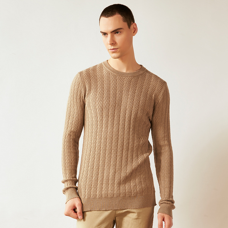 2018秋冬新款男士羊绒衫圆领麦穗羊毛衫毛衣长袖加厚保暖打底外穿|ms