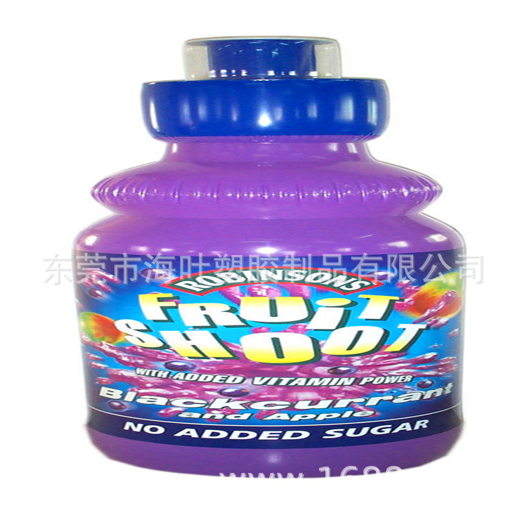 环保PVC充气小型广告瓶子    充气水果瓶子    PVC充气瓶子浮排