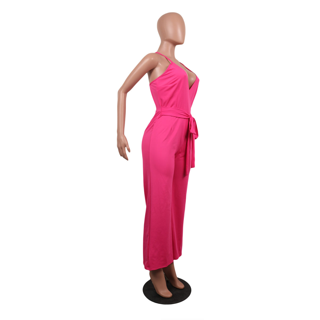 Summer Popular Classic Solid Color V neck Brace Jumpsuit