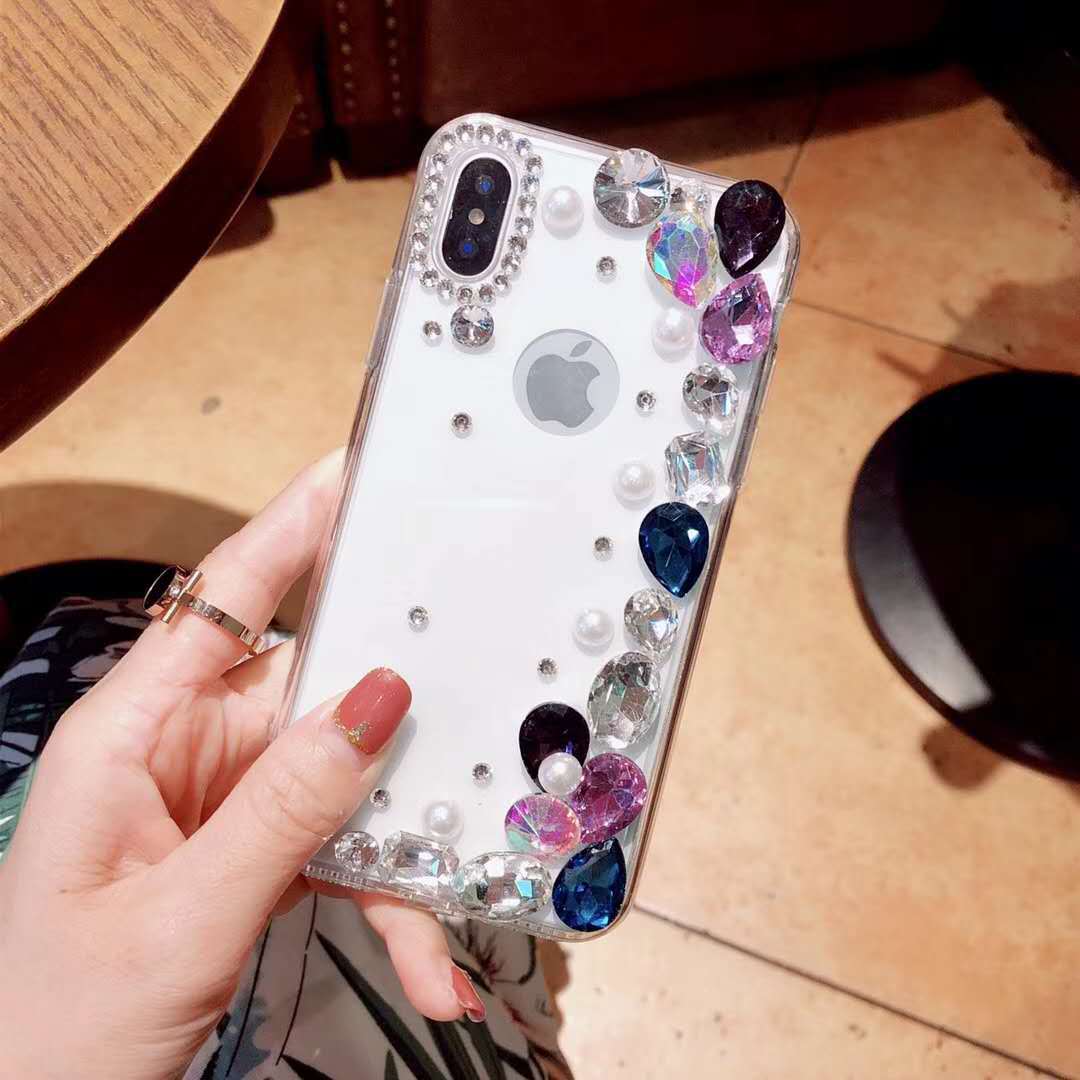 创意珍珠镶钻iPhoneXMax手机壳点钻适用苹果11P透明TPU软胶保护套-阿里巴巴
