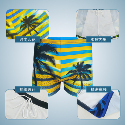 New style swimming trunks for men with boxer print, plus size hot spring beach trunks, fashionable men's swimwear, professional swimming trunks wholesale