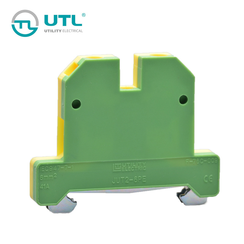 尤提乐 6平方黄绿色接地轨道端子替代EK6/EN_零线端子排JUT2-6PE