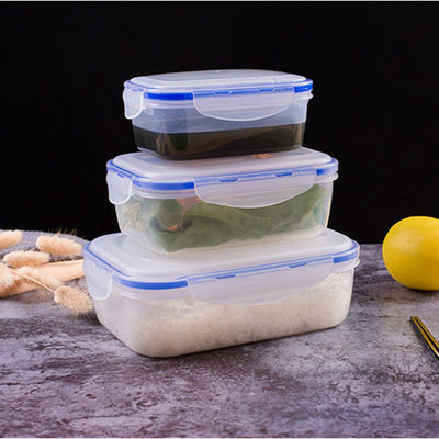 長正方形冰箱保鮮盒 食品收納盒 便攜式密封飯盒  透明微波盒套裝