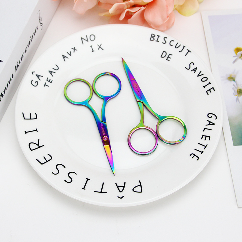 Tijeras de corte de cejas de belleza al por mayor de belleza de acero inoxidable tijeras de cejas resistentes al desgaste herramientas de corte de cejas