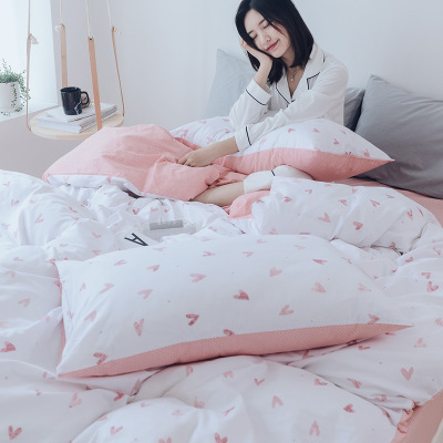 2018秋季新款全棉四件套 纯棉ins风小清新床上用品套件床笠4件套