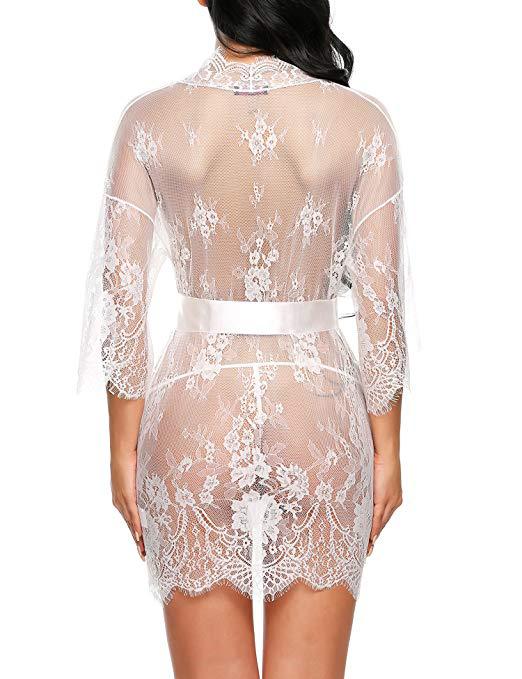 Eyelashes Lace Lace Up Nightdress Set NSYCX109736