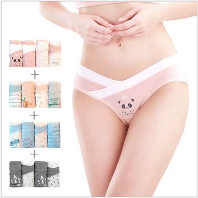 pure cotton A variety of printing pregnant woman design Low-waist briefs 4 Mixed color fashion Large pregnant woman Underwear